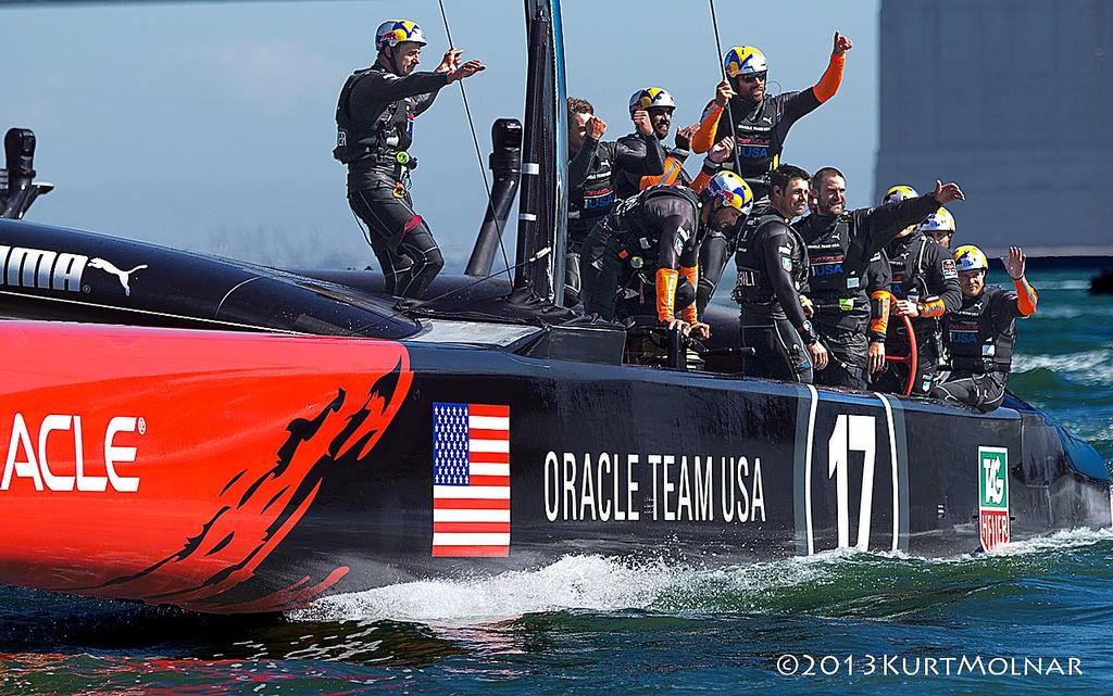 Oracle Crew Wave - America’s Cup - Day 14 © Kurt Molnar
